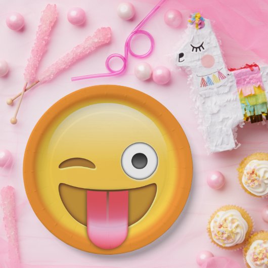 Winking Emoji Papierplatte Pappteller (Party)