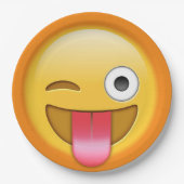 Winking Emoji Papierplatte Pappteller (Vorderseite)