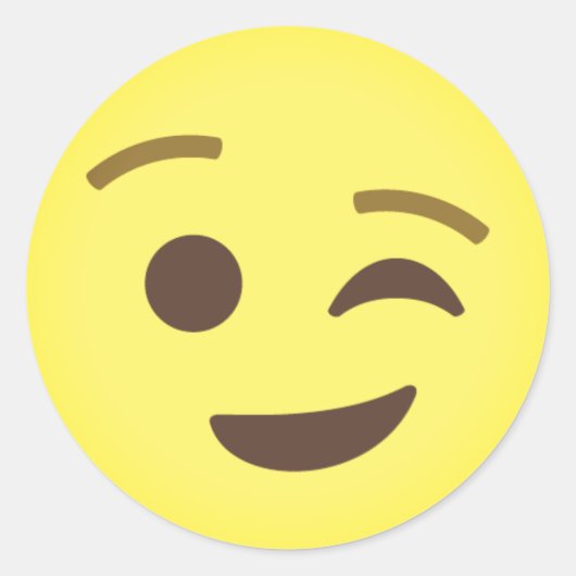 Winking Emoji Runder Aufkleber (Vorderseite)