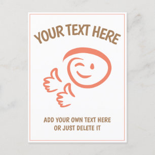 Winking Emoji stehen vor zwei Stürmen. Doodle. Vor Postkarte