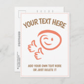 Winking Emoji stehen vor zwei Stürmen. Doodle. Vor Postkarte (Vorne/Hinten)