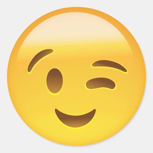 Winking Face Emoij Runder Aufkleber (Vorderseite)