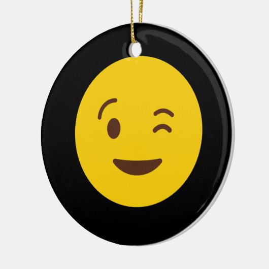 Winking Face Emoji TShirt Keramik Ornament (Links)