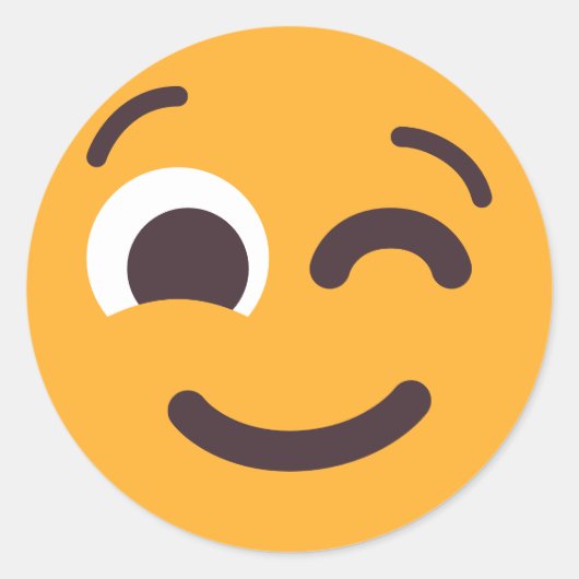 Winking Face Niedlich Adorable Emoji Editable Colo Runder Aufkleber (Vorderseite)