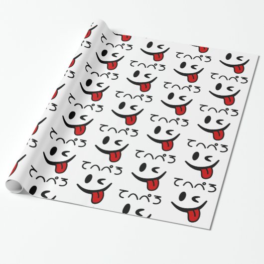 Winking Face Tongue Out て へ ぺ ろ Tehepero | Hopfen Geschenkpapier (Ungerollt)