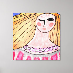 Winking Frau Abstrakte digitale Canvas Print Leinwanddruck