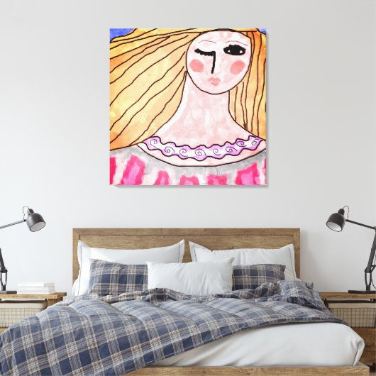 Winking Frau Abstrakte digitale Canvas Print Leinwanddruck (Insitu (Schlafzimmer))