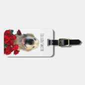 Winking Golden Retriever mit Personalisierten Rose Gepäckanhänger (Vorderseite horizontal)