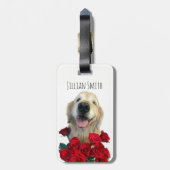 Winking Golden Retriever mit Personalisierten Rose Gepäckanhänger (Rückseite vertikal)