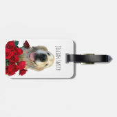 Winking Golden Retriever mit Personalisierten Rose Gepäckanhänger (Rückseite horizontal)
