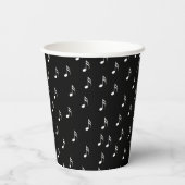 Winking Happy White Cat Wandern auf Piano Notes Pappbecher (Rückseite)