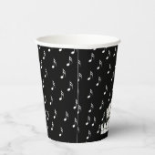 Winking Happy White Cat Wandern auf Piano Notes Pappbecher (Rechts)