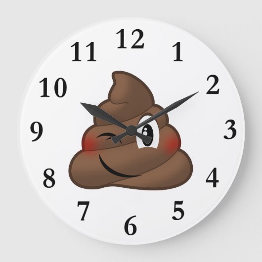 Winking Kack Emoji Große Wanduhr (Vorderseite)