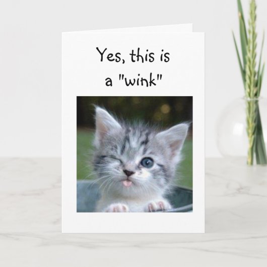 WINKING KITTEN SAGT, U SEHE BEI 40 PURRfect AUS Karte (Vorderseite)