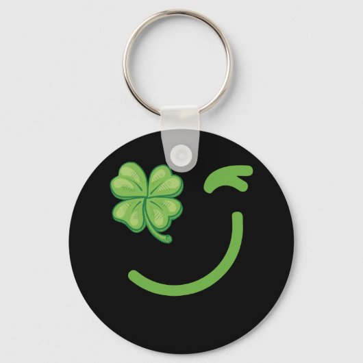 Winking Lucky Vierblättriges Kleeblatt St. Patrick Schlüsselanhänger (Vorderseite)