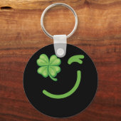 Winking Lucky Vierblättriges Kleeblatt St. Patrick Schlüsselanhänger (Vorderseite)
