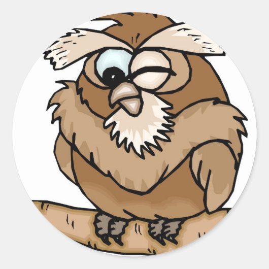 WINKING OWL CARTOON RUNDER AUFKLEBER (Vorderseite)