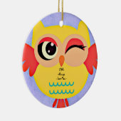 Winking Owl Ornament Round (Rechts)
