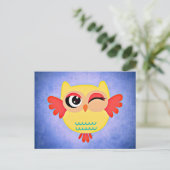 Winking Owl Postkarte (Stehend Vorderseite)