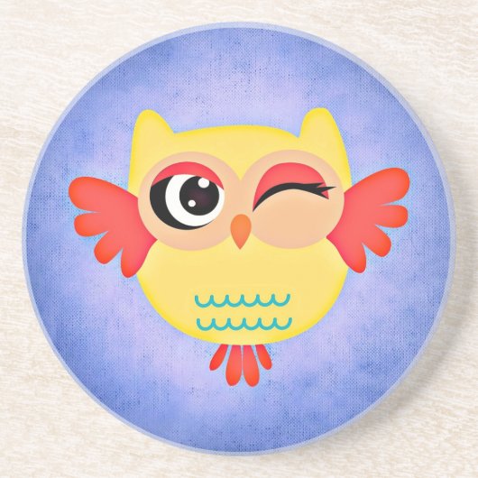 Winking Owl Sandstein Untersetzer (Vorne)
