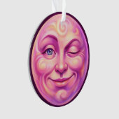 Winking pink moon cheerful celestial ornament (Vorderseite)