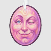 Winking pink moon cheerful celestial ornament (Vorderseite)