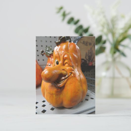 Winking Pumpkin Postkarte (Stehend Vorderseite)