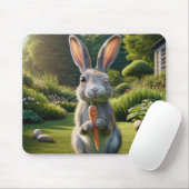 Winking Rabbit Holding a Carrot Mousepad (Mit Mouse)