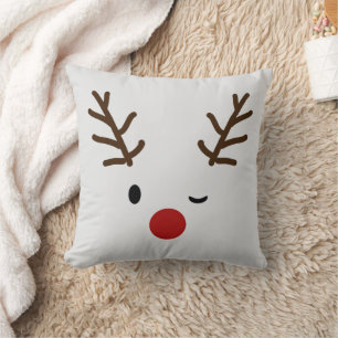 Winking Reindeer Kariert Weihnachten Kissen