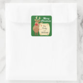 Winking Reindeer Personalisiert Weihnachten Quadratischer Aufkleber (Tasche)