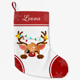 Winking Rentier mit Weihnachtslicht in Antlers Kleiner Weihnachtsstrumpf