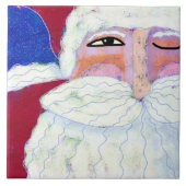 Winking Santa Abstrakt Art Fliese (Vorderseite)