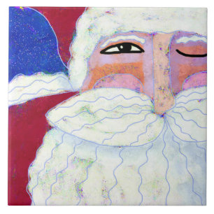 Winking Santa Claus Abstrakte Kunst Fliese