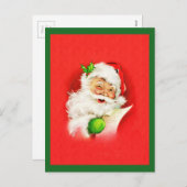 Winking Santa Claus Feiertagspostkarte (Vorne/Hinten)
