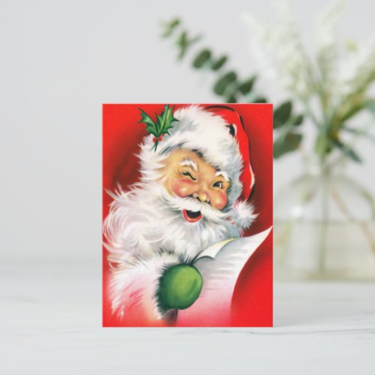 Winking Santa Feiertagspostkarte (Stehend Vorderseite)