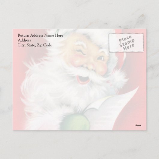 Winking Santa Feiertagspostkarte (Rückseite)