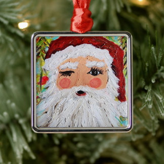 Winking Santa Ornament Aus Metall