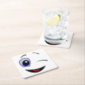 WINKING SMILEY RECHTECKIGER PAPPUNTERSETZER (Vor Ort)