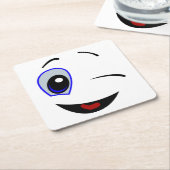 WINKING SMILEY RECHTECKIGER PAPPUNTERSETZER (angewinkelt)
