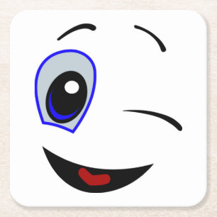 WINKING SMILEY RECHTECKIGER PAPPUNTERSETZER