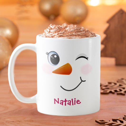 Winking Snowman Personalisierte Umarmung für Kinde Kaffeetasse