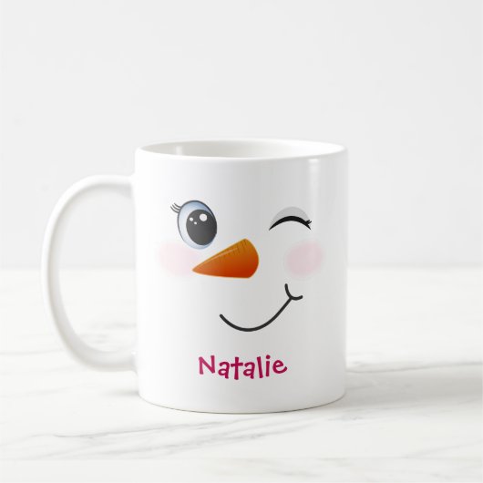 Winking Snowman Personalisierte Umarmung für Kinde Kaffeetasse (Links)