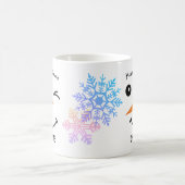 Winking Snowmans Gesicht, Schneeflocke, frohe Weih Kaffeetasse (Mittel)