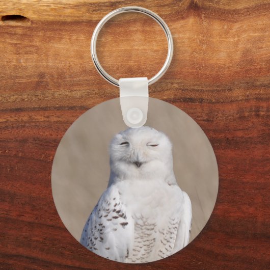 Winking Snowy Owl Schlüsselanhänger (Vorderseite)