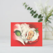 Winking Vintag Santa Christmas Postcard Feiertagspostkarte (Stehend Vorderseite)