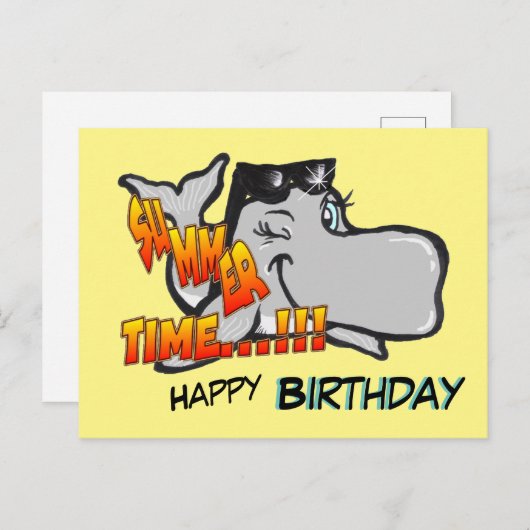 Winking Whale Happy Birthday Postcard Postkarte (Vorne/Hinten)