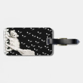 Winking White Cat on Piano Keys Musical Notes Gepäckanhänger (Rückseite horizontal)