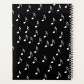 Winking White Cat Wandern auf Piano Keys Musiknote Planer (Rückseite)