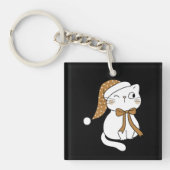 Winking Winter Cat Schlüsselanhänger (Vorderseite)