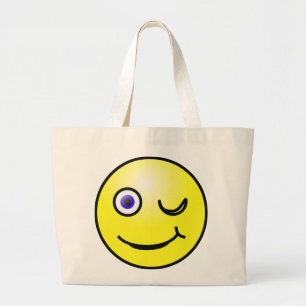 Winking Yellow Face Toe Bag Jumbo Stoffbeutel